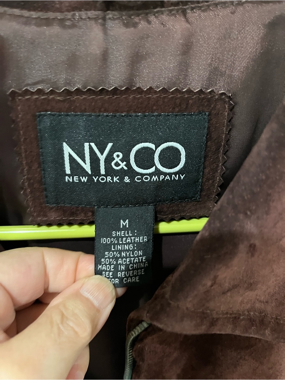 New York & Company Women's SzM Dark Brown Suede Zip Jacket, Lined - Picture 2 of 16